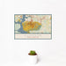 12x18 Clemson South Carolina Map Print Landscape Orientation in Woodblock Style With Small Cactus Plant in White Planter