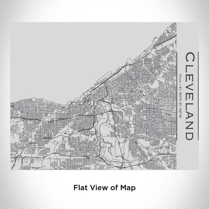 Rendered View of Cleveland Ohio Map Engraving on 20oz Stainless Steel Insulated Bottle with Bamboo Top