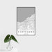 16x24 Cleveland Ohio Map Print Portrait Orientation in Classic Style With Tropical Plant Leaves in Water