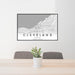 24x36 Cleveland Ohio Map Print Landscape Orientation in Classic Style Behind 2 Chairs Table and Potted Plant