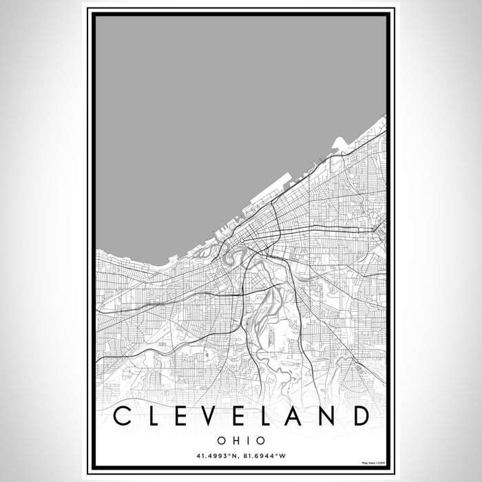 Cleveland Ohio Map Print Portrait Orientation in Classic Style With Shaded Background