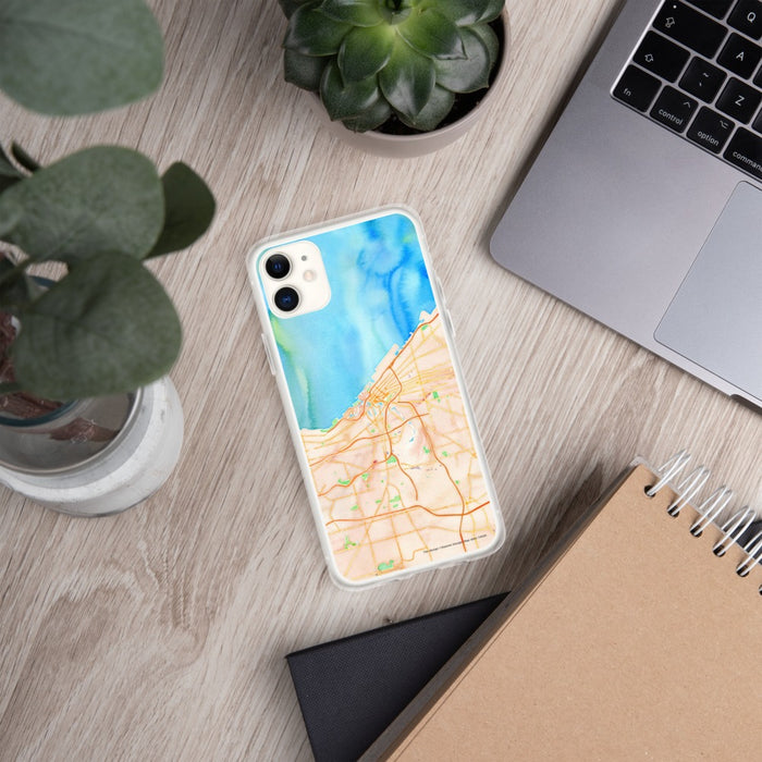 Custom Cleveland Ohio Map Phone Case in Watercolor