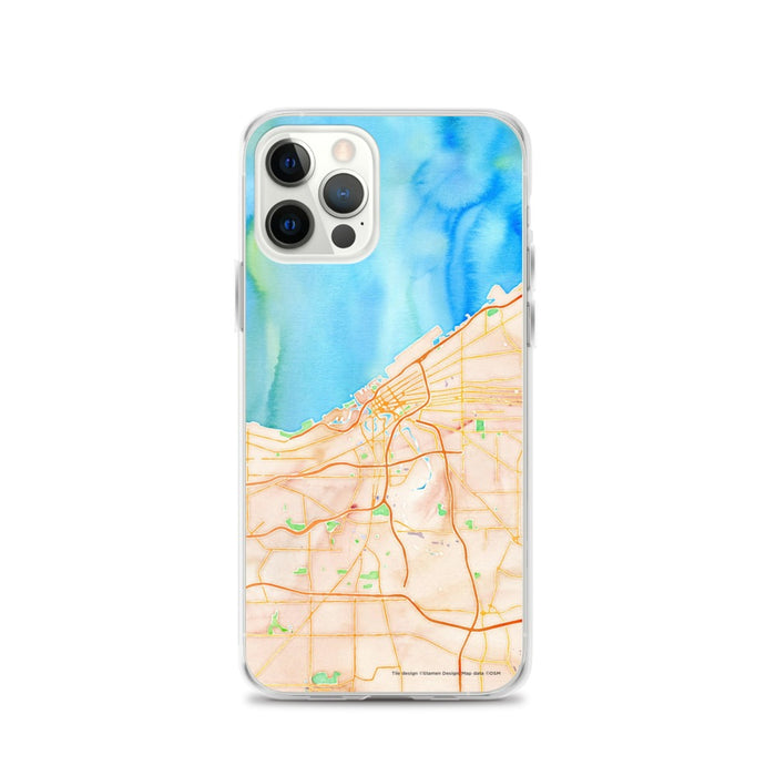 Custom Cleveland Ohio Map iPhone 12 Pro Phone Case in Watercolor