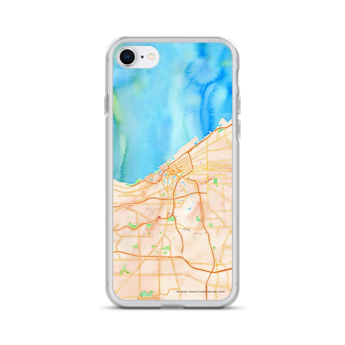 Custom Cleveland Ohio Map iPhone SE Phone Case in Watercolor