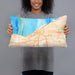 Person holding 20x12 Custom Cleveland Ohio Map Throw Pillow in Watercolor