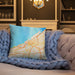 Custom Cleveland Ohio Map Throw Pillow in Watercolor on Cream Colored Couch