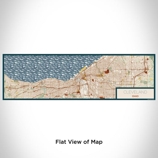 Flat View of Map Custom Cleveland Ohio Map Enamel Mug in Woodblock