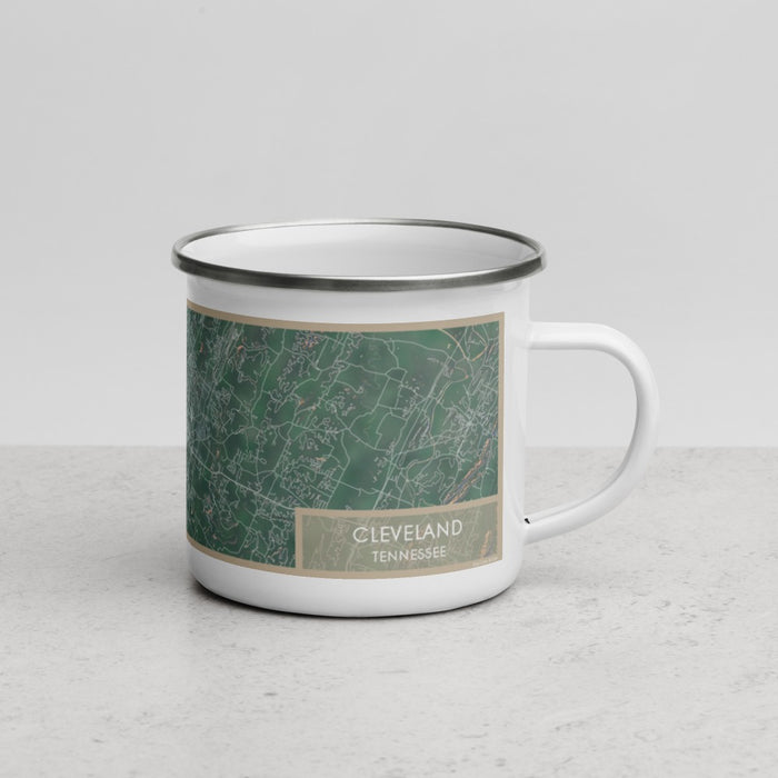 Right View Custom Cleveland Tennessee Map Enamel Mug in Afternoon