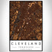 Cleveland Tennessee Map Print Portrait Orientation in Ember Style With Shaded Background