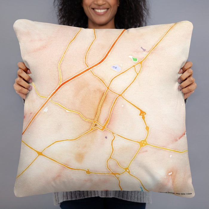 Person holding 22x22 Custom Cleveland Tennessee Map Throw Pillow in Watercolor