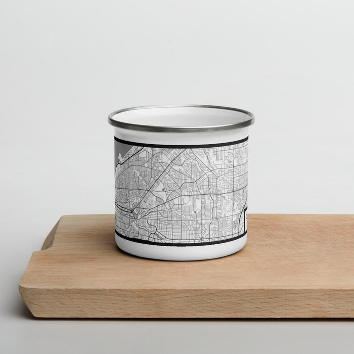 Front View Custom Cleveland Heights Ohio Map Enamel Mug in Classic on Cutting Board