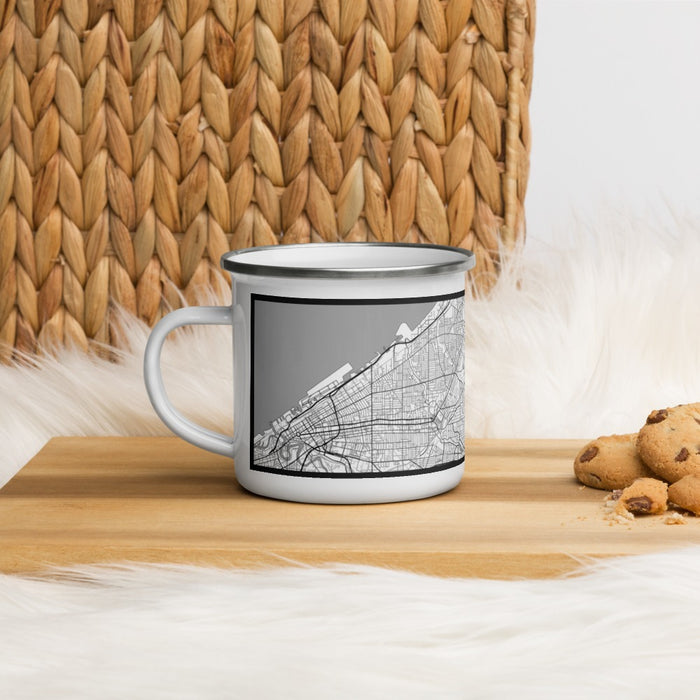Left View Custom Cleveland Heights Ohio Map Enamel Mug in Classic on Table Top