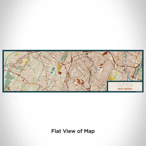 Flat View of Map Custom Clifton New Jersey Map Enamel Mug in Woodblock