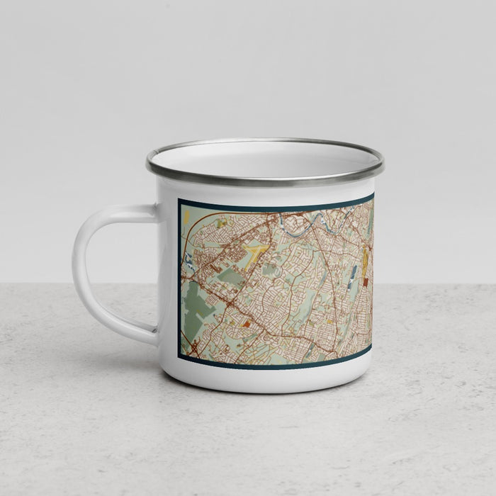 Left View Custom Clifton New Jersey Map Enamel Mug in Woodblock