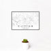 12x18 Clifton Virginia Map Print Landscape Orientation in Classic Style With Small Cactus Plant in White Planter