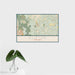 16x24 Clifton Virginia Map Print Landscape Orientation in Woodblock Style With Tropical Plant Leaves in Water