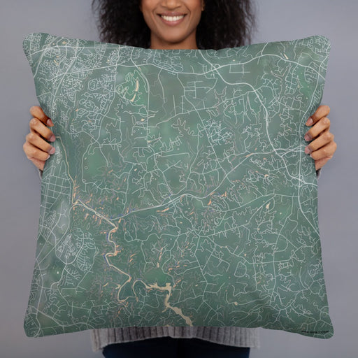 Person holding 22x22 Custom Clifton Virginia Map Throw Pillow in Afternoon