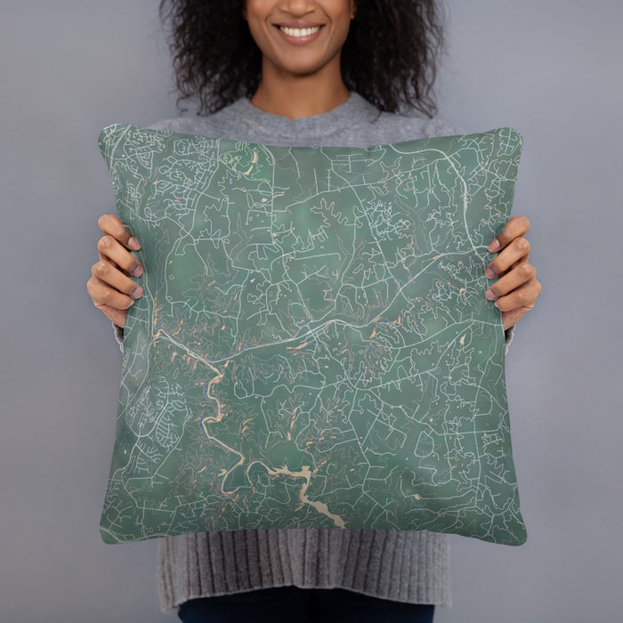 Person holding 18x18 Custom Clifton Virginia Map Throw Pillow in Afternoon