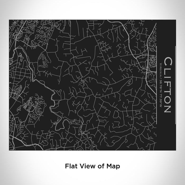 Rendered View of Clifton Virginia Map Engraving on 20oz Stainless Steel Insulated Bottle with Bamboo Top in Black