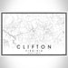 Clifton Virginia Map Print Landscape Orientation in Classic Style With Shaded Background
