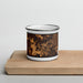 Front View Custom Clifton Virginia Map Enamel Mug in Ember on Cutting Board