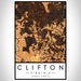 Clifton Virginia Map Print Portrait Orientation in Ember Style With Shaded Background