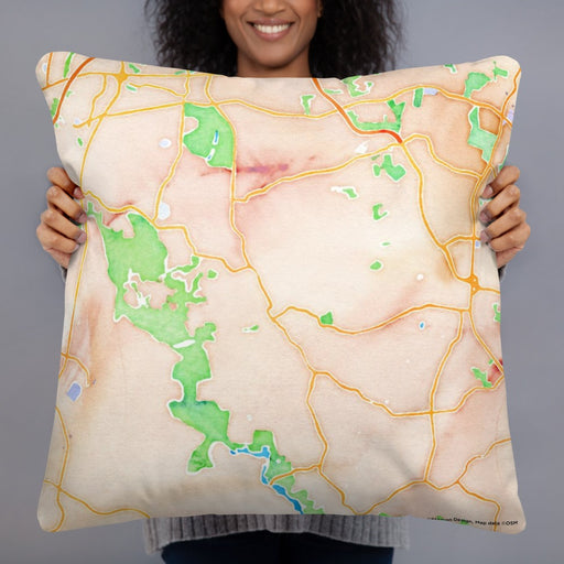 Person holding 22x22 Custom Clifton Virginia Map Throw Pillow in Watercolor