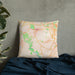 Custom Clifton Virginia Map Throw Pillow in Watercolor on Bedding Against Wall