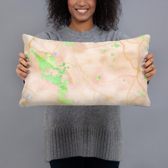 Person holding 20x12 Custom Clifton Virginia Map Throw Pillow in Watercolor