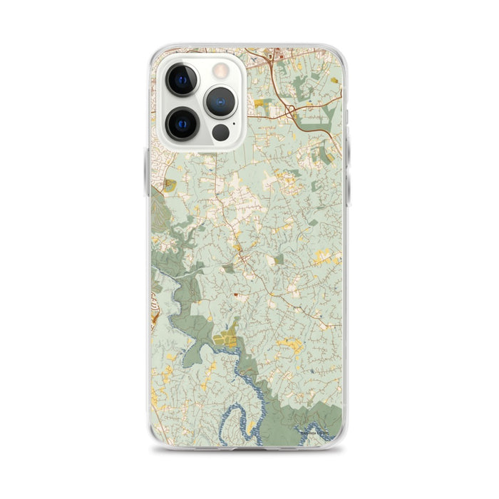 Custom iPhone 12 Pro Max Clifton Virginia Map Phone Case in Woodblock