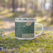 Right View Custom Clinton County Illinois Map Enamel Mug in Afternoon on Grass With Trees in Background