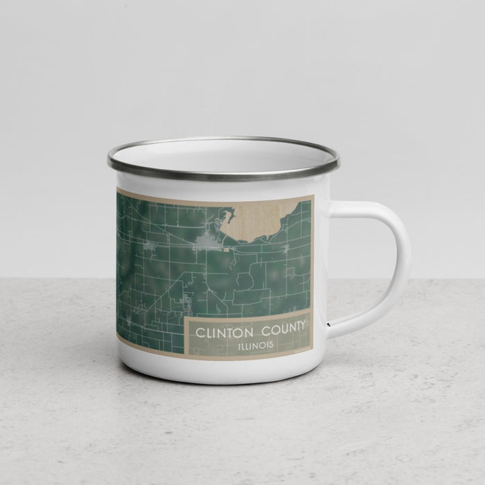 Right View Custom Clinton County Illinois Map Enamel Mug in Afternoon