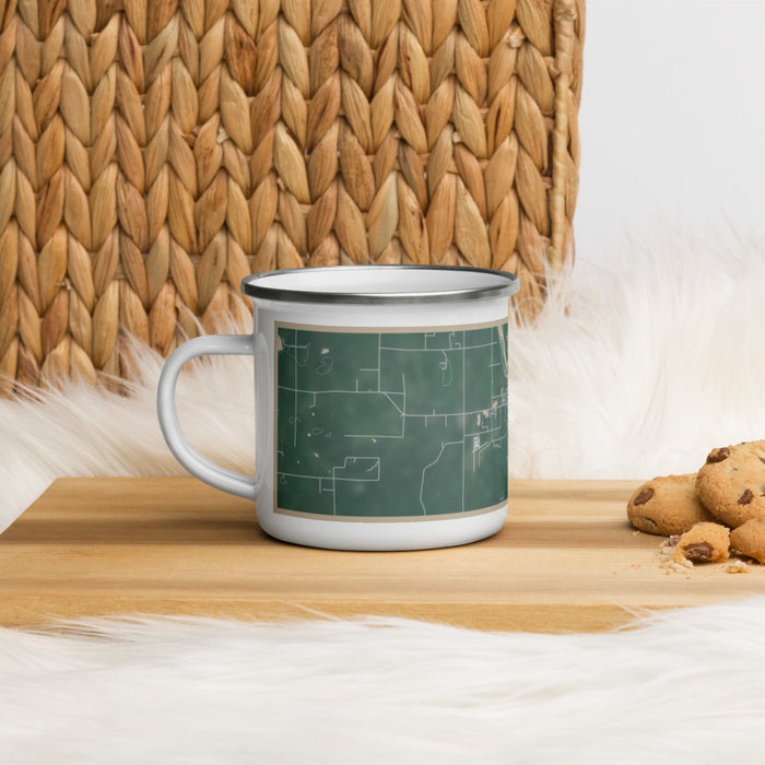 Left View Custom Cloquet Minnesota Map Enamel Mug in Afternoon on Table Top