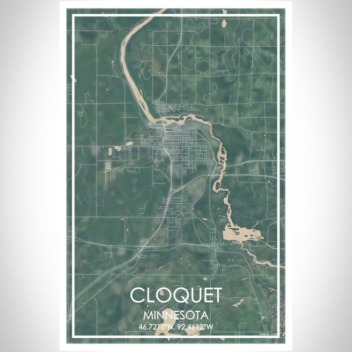 Cloquet Minnesota Map Print Portrait Orientation in Afternoon Style With Shaded Background