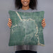 Person holding 18x18 Custom Cloquet Minnesota Map Throw Pillow in Afternoon