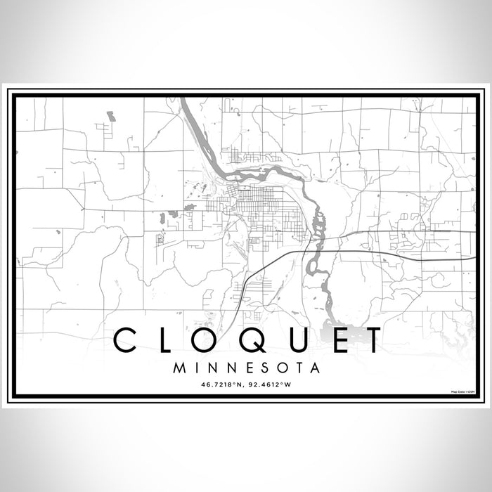 Cloquet Minnesota Map Print Landscape Orientation in Classic Style With Shaded Background