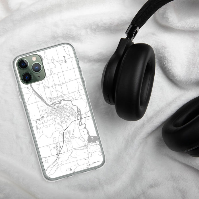 Custom Cloquet Minnesota Map Phone Case in Classic on Table with Black Headphones