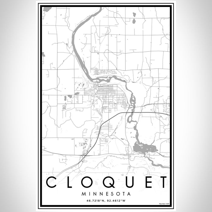 Cloquet Minnesota Map Print Portrait Orientation in Classic Style With Shaded Background