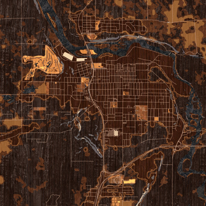 Cloquet Minnesota Map Print in Ember Style Zoomed In Close Up Showing Details