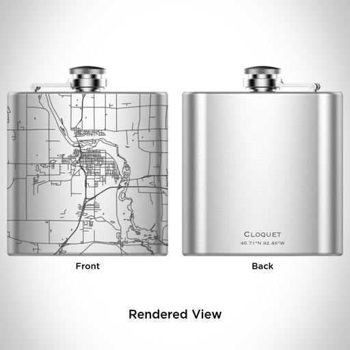 Rendered View of Cloquet Minnesota Map Engraving on 6oz Stainless Steel Flask