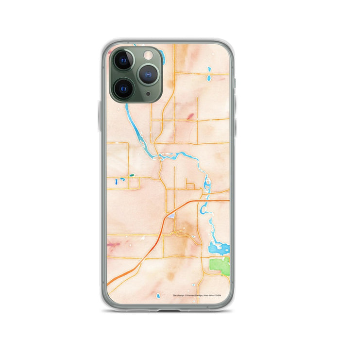 Custom iPhone 11 Pro Cloquet Minnesota Map Phone Case in Watercolor
