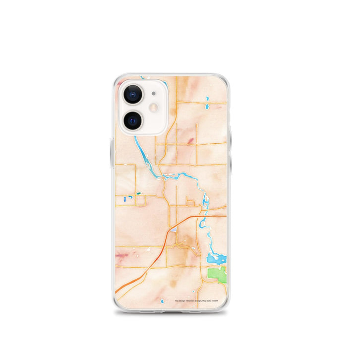 Custom iPhone 12 mini Cloquet Minnesota Map Phone Case in Watercolor