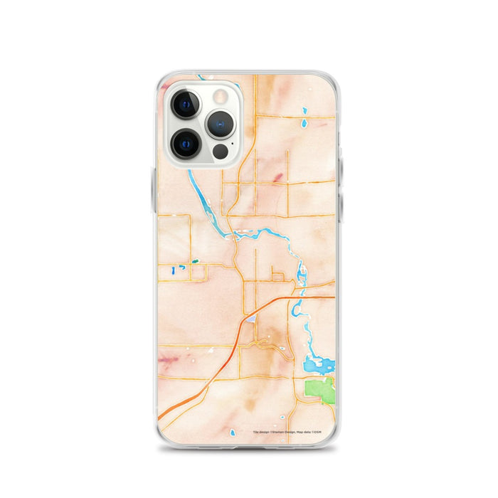Custom iPhone 12 Pro Cloquet Minnesota Map Phone Case in Watercolor