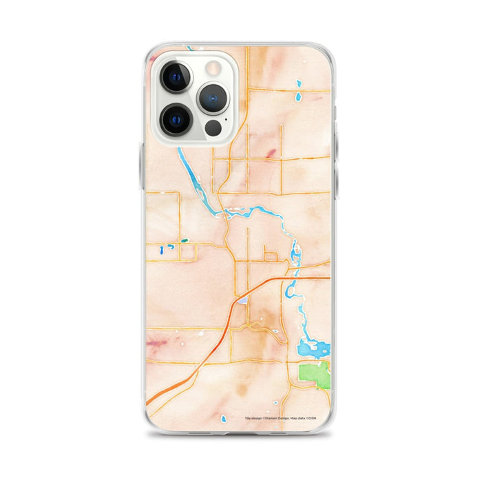 Custom iPhone 12 Pro Max Cloquet Minnesota Map Phone Case in Watercolor