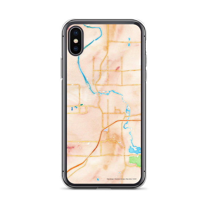 Custom iPhone X/XS Cloquet Minnesota Map Phone Case in Watercolor