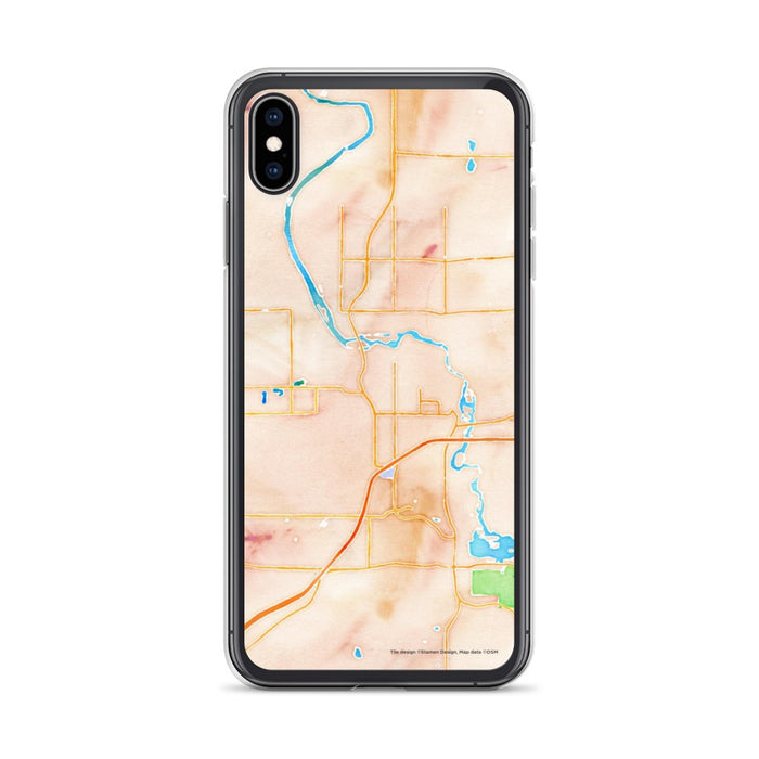 Custom iPhone XS Max Cloquet Minnesota Map Phone Case in Watercolor