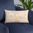 Custom Cloquet Minnesota Map Throw Pillow in Watercolor on Blue Colored Chair