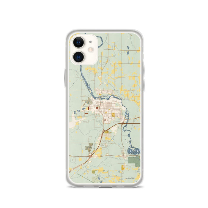 Custom iPhone 11 Cloquet Minnesota Map Phone Case in Woodblock