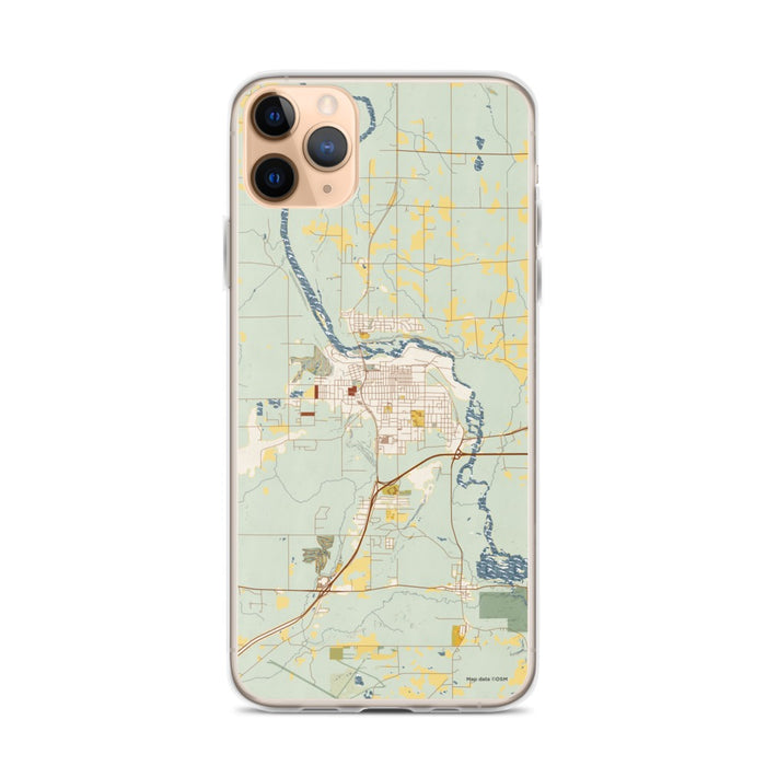 Custom iPhone 11 Pro Max Cloquet Minnesota Map Phone Case in Woodblock