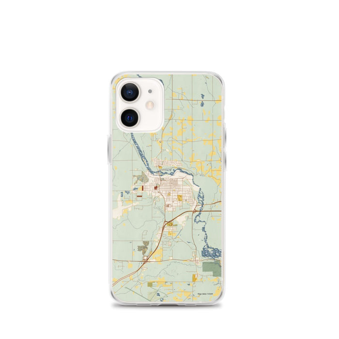 Custom iPhone 12 mini Cloquet Minnesota Map Phone Case in Woodblock